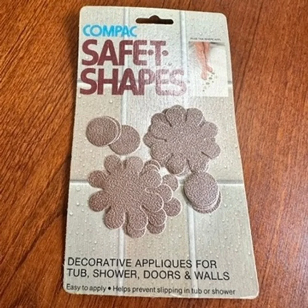 Compac Safe-T-Shapes Vintage 1978 Flower Daisy Tub Shower Non-Slip Appliques Tan
